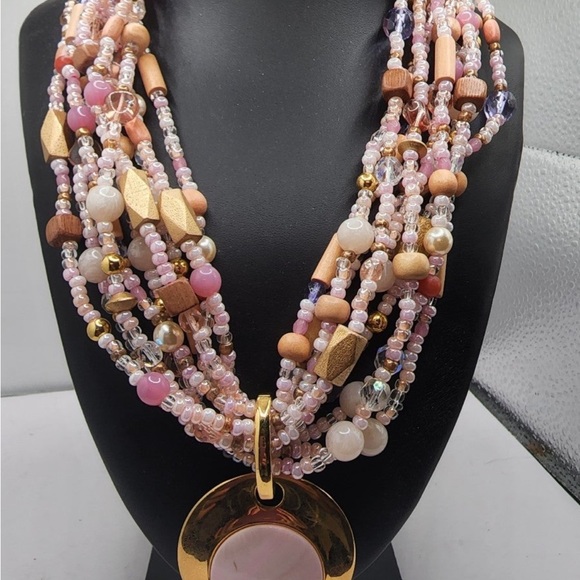 🔴SOLD🔴FIRM Joan Rivers Pink Multi-Strand Torsade Necklace lot#11 - Picture 2 of 7